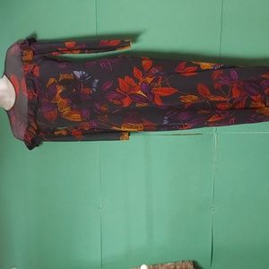 Fuzzi Large Floral print ruffle trim dress